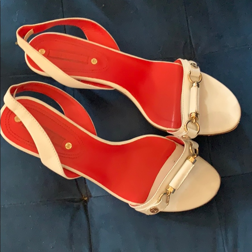 White Leather Celine Sandals